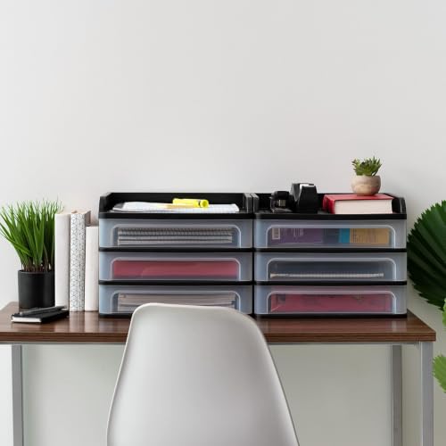 3-Drawer Medium Desktop Organizer with Paper Tray, Black - view 6