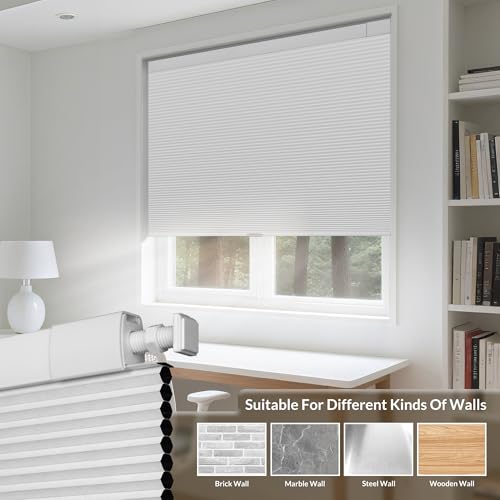 No Drill Blinds for Windows Blackout Cellular Shades Cordless No Tools Honeycomb Blinds Pull Down Easy Install for Home and Office, Beige - view 4