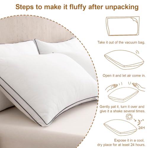 Bed Pillows Hotel Standard Size Set of 4 Firm one Side Soft Other - view 6