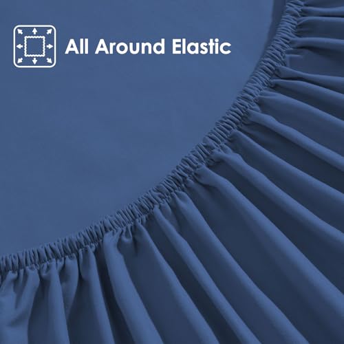 ClevaHome Sheet Set Full Size, 4-Piece Fitted Full Bed Sheets, Navy Blue - view 5
