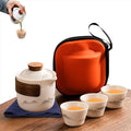 Porcelain Chinese Gongfu Tea Set,Portable Ceramic Teapot Set,Portable All in One Mini Travel Bag for Travel,Home,Gifting,Outdoor Camping Picnic and Office Business Hotel Tea lover