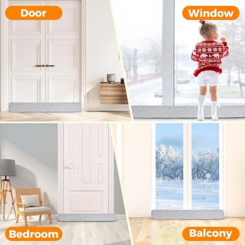 Under Door Draft Stoppers 36 Inch, Heavy Triangle Stop Draft Block Cold Air/Wind/Breeze Noise Blocker Door Sweeps Weather Stripping Bottom Seal Light Gray - view 5