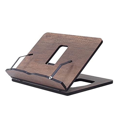 Adjustable Book Stand, Foldable Reading Stand for Bed, Cookbook and Recipe Holder for Kitchen, Tablet Stand (Walnut)