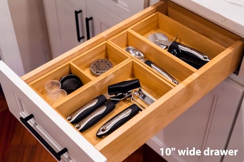 Drawer Organizer Storage Boxes, 2.5" High Bamboo Drawer Dividers, 5 Rearrangeable Bins for Kitchen, Office Desktop, Clothing, Makeup, vanity, Jewelry - view 5