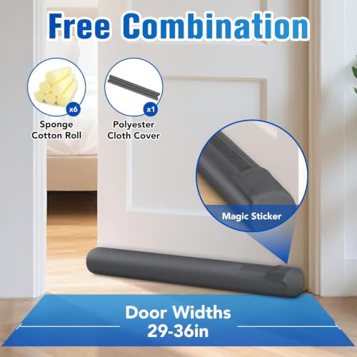 Under Door Draft Stopper, Covers Gap Up to 2.36",36 Inch, Gray - view 2