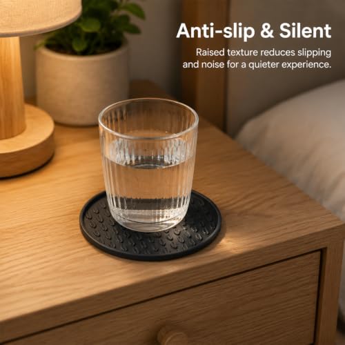 Nightstand Coaster, 6 Pack 3.94 Inch Drink Coasters with Storage Holder - view 3