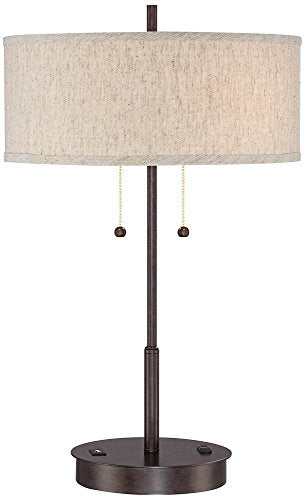 Nikola 23 1/2" High Table Lamp USB and Outlet Bronze Brown Modern