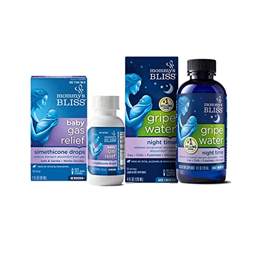 Fast-Acting Baby Gas Relief Drops 100 Servings (Pack of 1) with Gripe Water Night Time 24 Servings (Pack of 1) for Day/Night Gas Relief