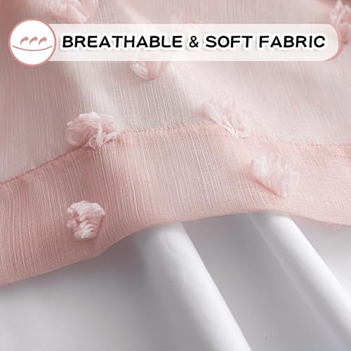 100% Blackout Curtains for Girls Bedroom 95 Inch Long Total Room Darkening Curtain for Living Room 2 Panels Grommet Light Blocking Sliding Door Drapes Blush Pink Pom Pom Sheer 50 x 95 Inch - view 5