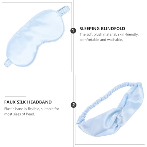 Silk Sleep Mask Set with Headband and Pouch, 3 Piece Eye Cover Kit - view 3