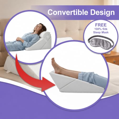3PCS Bed Wedge Pillow Set for Sleeping – Adjustable Memory Foam Wedge Pillows for Head, Back & Leg Support – Multi Position Cushion System for Reading, Relaxing & Elevated Comfort in Bed - view 3