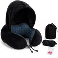 Travel Neck pillow for Airplane, with Large Hood Eye Mask Earplug and Bag