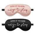 Sleep Mask Set of 2, “Give It to God and Go to Sleep” Comforting Embroidered Eye Mask, Adjustable Soft Sleeping Mask for Men Women, Blindfold to Let Go of Worries and Sleep Peacefully (Black&Pink)