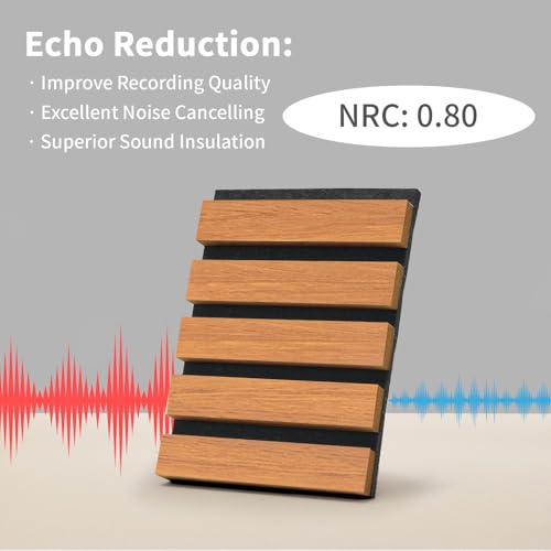 Soundproof Wood Slat Wall Panel, Thick, 2 Pack, Red Oak - view 3