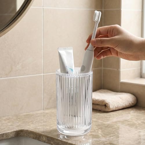 2 PCS Glass Tumbler Cups, Clear Glass Toothbrush Holder, 12 Oz - view 5
