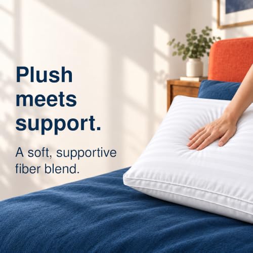 Hotel Collection Bed Pillows 2 Pack Plush Neck Support Pure Cotton (QUEEN) - view 4
