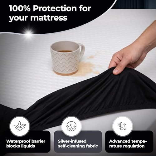 Restcool Silver Infused Cooling Mattress Protector - Breathable Waterproof Protection Against Spills & Stains - Hypoallergenic Ultra Soft Fabric with Extra Deep 21” Pockets - view 3