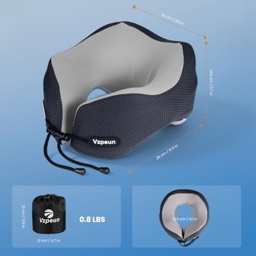 Hooded Travel Pillow, Memory Foam Neck Support for Airplane - view 7