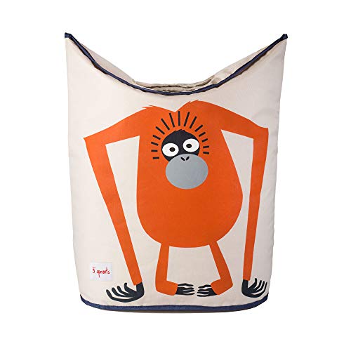 Baby Laundry Hamper, Handles and Lid, Storage Basket, Orangutan