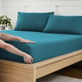 King Size Fitted Sheet Only with Full Elastic & Built in Corner Sheet Straps to Prevent Shifting - Soft & Breathable Brushed Microfiber Bottom Sheet, King, Teal