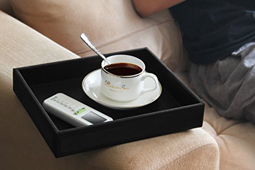 Valet Tray Nightstand Organizer Leather Catchall Tray for Perfume,Jewelry,Key and Remote on Counter or Dresser(Black) - view 6