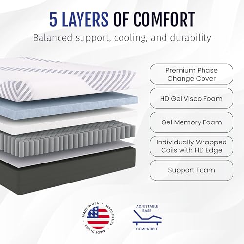 Tru Lux Cool 12” Hybrid RV Mattress, RV King 70x80, Gel Memory Foam & Pocketed Coil Bed for RV, Camper or Travel Trailer, Luxury Medium-Firm Cooling Support, Made in USA - view 3