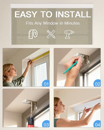 Motorized Roller Shade, Light Filtering Smart Blind with Remote - view 6