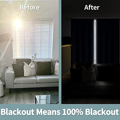 Navy Blue Black-Out 63 Inch Length Curtains for Bedroom Windows with Black Liner, Double Layer Thermal Curtains Room Darkening Curtains with Rod Pocket (52 x 63 Inch, Navy Blue, 2 Panels) - view 3