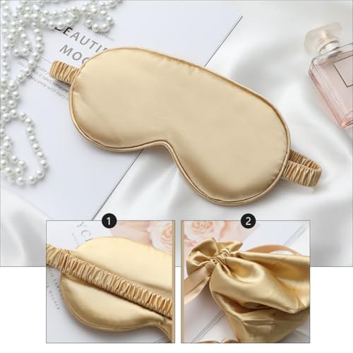 Silk Sleeping Mask Set 4 Pieces with Hair Tie, and Storage Bag, Lightweight Sleep Patch for Travel and Night Use, Comfortable Multipurpose Eye Mask Kit for Women and Men - view 2