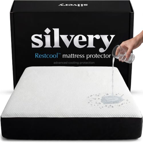 Restcool Silver Infused Cooling Mattress Protector - Breathable Waterproof Protection Against Spills & Stains - Hypoallergenic Ultra Soft Fabric with Extra Deep 21” Pockets