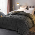 Dark Grey Comforter for King Bed, All Season Soft Quilted Reversible Down Alternative Comforter King Size Duvet Insert with Corner Tabs, Cooling and Lightweight, 90 by 102 Inches
