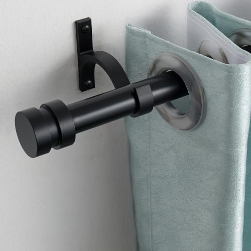 16-56 inch Long Adjustable Matte Black Curtain Rods,1 inch Diameter Splicing Heavy Duty Rod Set with Aluminum Finals for Windows, Door, Drapery - view 4