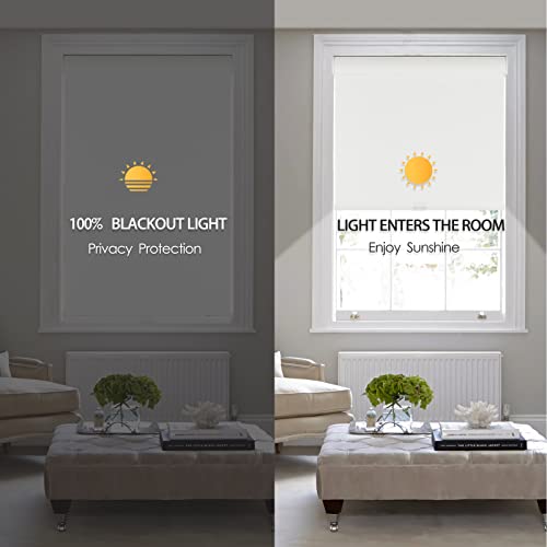 Custom Size White Cordless 100% Blackout Roller Shades for Windows - view 2