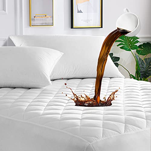 Full Mattress Cover Waterproof, Deep Pocket Mattress Pad Protector Fits to 6''-19'', Breathable Hollow Cotton Filling Quilted Mattress Protector for Full Size