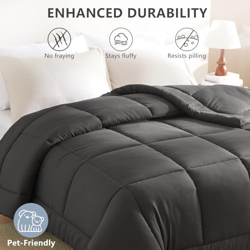 Full Duvet Insert, 300GSM Down Alternative Comforter, Dark Grey - view 5