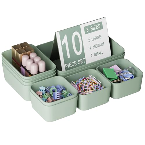 Drawer Organizers Bins 10 PCS for Bathroom Makeup Desk Office