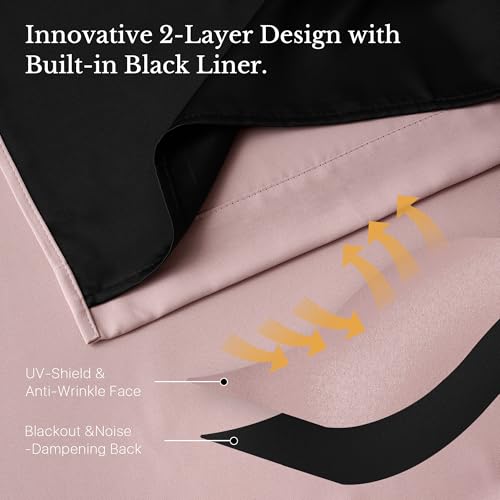 Blush Pink 100% Blackout Curtains for Nursery 52" x 84" 2 Panels - view 4