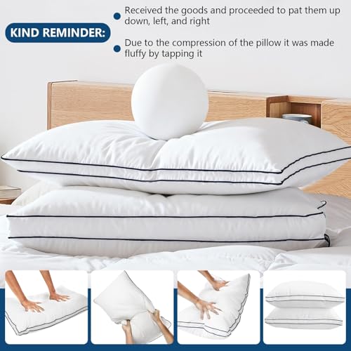 Hotel Bedding Down Alternative Bed Pillows for Sleeping Queen Size (White), Set of 2, Soft & Fluffy Pillow with Cooling, Hotel Quality, Gusseted Pillow for Back, Stomach or Side Sleepers - view 6