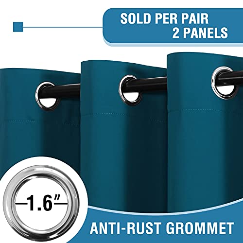 100% Blackout Curtains for Bedroom Thermal Insulated Blackout Curtains 84 inch Length Heat and Full Light Blocking Curtains for Living Room with Black Liner 2 Panels Set, Dark Teal - view 3