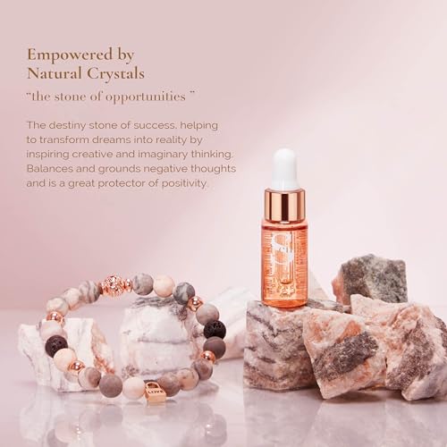 Aromatherapy Bracelet and Lavender Essential Oil Gift Set, Chakra Crystal Beaded Bracelets for Women, Pink Zebra Jasper Love Lock and Lava Diffuser, Self Care Mindfulness Birthday Gifts - view 2
