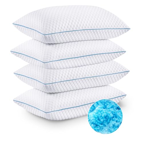 Cooling Shredded Memory Foam Bed Pillows, Queen Size, Set of 4, 20 x 30 in