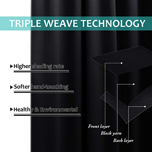 Black Full Blackout Curtains for Dining Room 52"W x 84"L 2 Panels - view 6