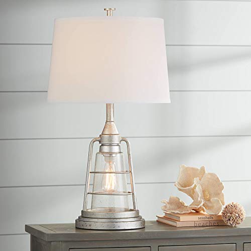 Fisher 28.75" Tall Table Lamp Galvanized Metal Night Light Lantern LED
