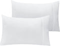 Pillow cases 2 pack - eco friendly wrinkle free cooling pillow cases with satin trim - machine washable hotel bedding silky soft - White Standard/Queen