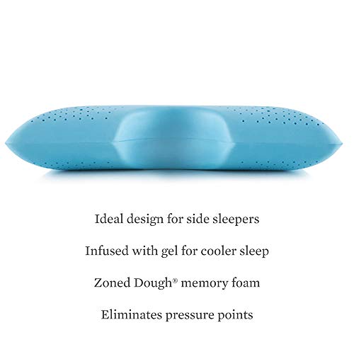 Z Shoulder Zoned Dough Memory Foam Pillow - Gel Infused - Premium Tencel Cover - 5 Year U.S. Warranty - Mid Loft - Queen, Blue - view 2