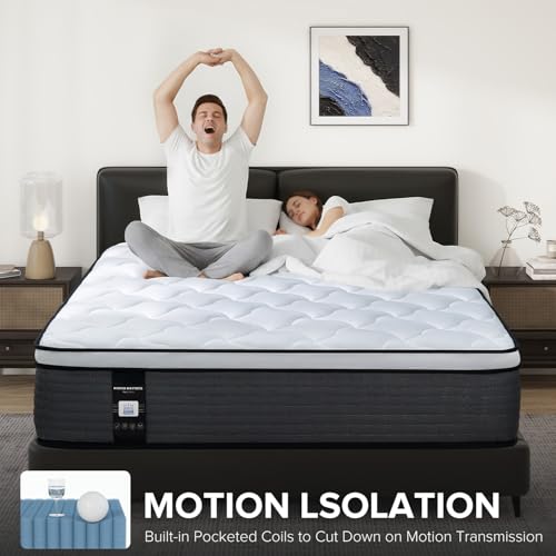 Queen Mattress, 12 Inch Bed in a Box, Fiberglass-Free Pillow Top Hybrid Mattress, Medium Firm Support, Pressure & Back Pain Relief, CertiPUR-US Certified Memory Foam - view 5