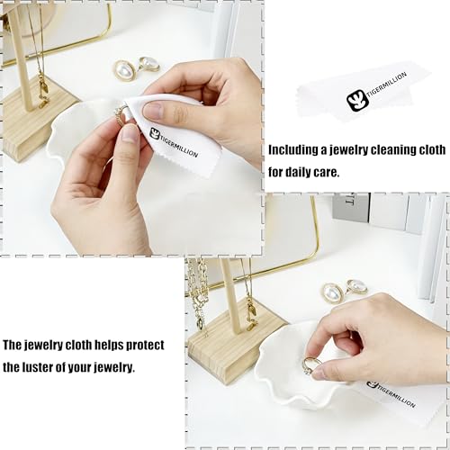 White Flower Jewelry Dish Tray, 3.85″ Lotus Ceramic Ring Holder, Cute Vanity Organizer Nightstand Bathroom Decor, Trinket Plate Dish Christmas Valentine's Mother's Day Birthday Gifts for Women (Plain) - view 3