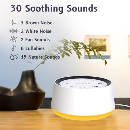 Brown Noise Sound Machine with 30 Soothing Sounds 12 Colors Night Light White Noise Machine for Adults Baby Kids Sleep Machines Memory Function 36 Volume Levels 5 Timers for Home Office Travel - view 2