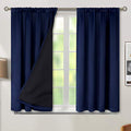 Thermal Insulated 100% Blackout Curtains for Bedroom with Black Liner, Double Layer Full Room Darkening Noise Reducing Rod Pocket Curtain (52 x 45 Inch, Navy Blue, 2 Panels)