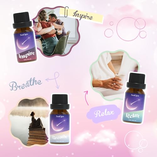 Essential Oil Blends, Essential Oils for Diffusers for Home, Best-Wishes Kit Scent Diffuser Oil, Use for Soap Candle Making- Sleep, Happy, Breathe, Inspire, Relax, Focus On - view 3
